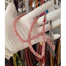 Yeni Malzemeden Osmanlı Sıkma Kehribar Pembe Kesme Model Tesbih