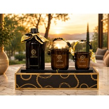 Haute Collection Sandalwood Rose Lüks Oda Kokusu Ve 2 Li Mum Seti Dekoratif Kokulu Mum & Çubuklu Oda Parfümü Hediyelik Set Sandal ağacı