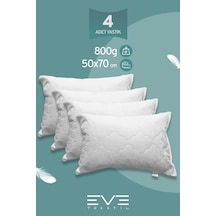 Eve Tekstil 4 Adet Diamant Plus Kılıflı Fermuarlı Yıkanabilir Antialerjik Silikon Elyaf Yastık 50x70cm 800 Gr Beyaz