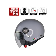 Fr612 Gri Motosiklet Kaskı Güneş Vizörlü Yarım Açık Motorcu Kask