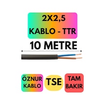 Öznur 2x2,5 Ttr Kablo Siyah Metre Seçenekli - 10 Metre