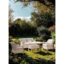 Omit Pazar Sakarya 4 Kişilik Gri Örgü Rattan Oturma Grubu Minderli & 80x120cm Masa Takımı