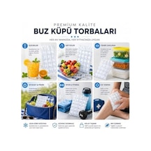 Buz Küpü Torbası - Pratik Doldurulabilir Buz Yapma Poşeti Sızdırmaz Tek Kullanımlık Buz Küpleri Soğuk Kompres İçecek Soğutma Hızlı Ve Hijyenik Çözüm Ev Piknik Kamp Parti Plaj Ofis 20
