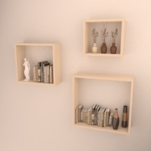 Rafkestir 3 Lü Kutu Raf Set Krem ( Mat )