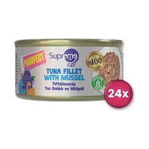 Supreme Cat Purrfect Tiftiklenmiş Ton Balıklı Ve Midyeli Yetişkin Kedi Konservesi 70 Gr X 24 Adet