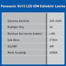 Gu10 Led Dim Lamba 4w 310lm 4000k