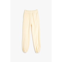 Koton Kız Çocuk Basic Jogger Eşofman Altı Beli Lastikli Ekru