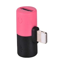 Sandwich İphone Uyumlu Metal Portatif Siyah+pembe Lightning Çevirici: Müzik Dinle + Şarj, Ses Veri Transferi