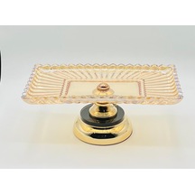 Metal Ayaklı Gold Kristal Cam Sunumluk Tabak