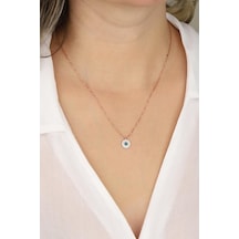 Turkuaz Taşlı Küçük Mercimek Kolye Rose Gold