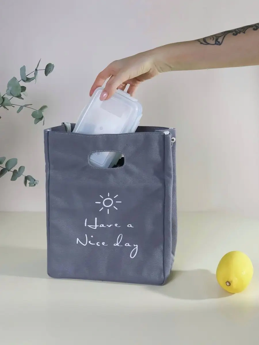 Nevodinocku Termo Çanta Yemek Ve Öğle Yemeği Soğutucu Çanta Seyahat Çanvası 140164209 Gri