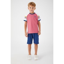 Rolypoly Section Patterned Pembe Erkek Çocuk Bermuda Takım 5274-33136 Pembe