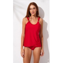 Pierre Cardin Yuvarlak Yaka Tankini Takım Yeni Sezon 2025 Kırmızı