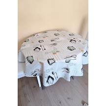Altı Astarlı Yuvarlak Muşamba Masa Örtüsü -140 Cm Çap-elg34
