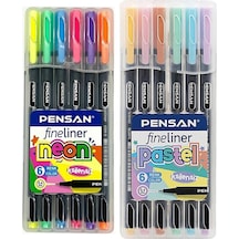 Fineliner 12 Neon Ve Pastel Renk 0.4mm İnce Keçe Uçlu Yazı Kalemi 1 Paket 12 Lı Fineliner Kalem Seti