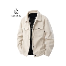 Erkek Sonbahar Yaka Ceketi Beyaz