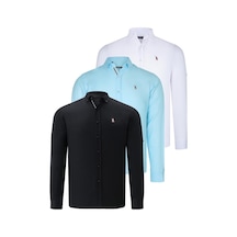 Üçlü Set G674 Dewberry Erkek Gömlek-lacivert-beyaz-camgöbeği Lacivert-beyaz-camgöbeği