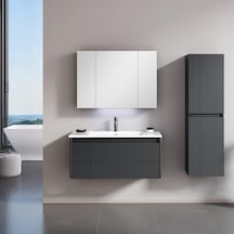 Orka Likya 100 Cm Mdf Antrasit Banyo Dolabı Takımı Ve Boy Dolabı Antrasit