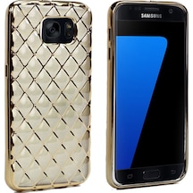 Fitcase Samsung Uyumlu Galaxy S7 (G930) Kilif Laser Baklava Desenli Gold 111180836