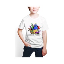 Startmore Rainbow Friends Roblox Baskılı Unisex Çocuk T-shirt H02 Beyaz