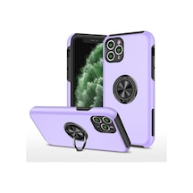 Apple Uyumlu   iPhone 11 Pro Max Kılıf Elit Yüzüklü Kapak - Mor