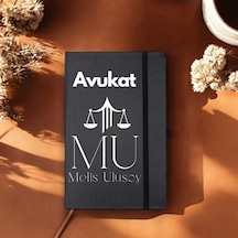 Avukatlara Özel İsim Yazılı Tasarımlı Defter Siyah