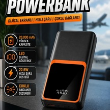 Dijital Ekranlı 20.000 Mah Powerbank 22.5w Hızlı Şarj Çoklu Kablolu Taşınabilir Şarj Cihazı Renkli