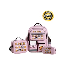 Lisanslı Okul Çantası Set Sırt Çantası, Beslenme Çantası Ve Pembe