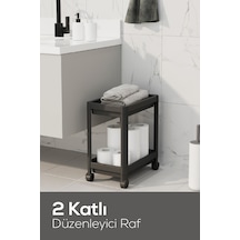 2 Katlı Tekerlekli Düzenleyici Raf - Banyo Dolabı Mutfak Tezgah Ve Evye Altı Düzenleyici Antrasit Pl Diğer