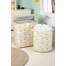 İronika Graffe Dolap İçi Organizer Oyuncak Kutusu Eşya Çamaşır Saklama Sepeti Düzenleyici Kutu 2li Set Ekru