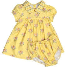 İnce Dokuma Çiçekli Yazlık Kız Bebek Külotlu Elbise Takım