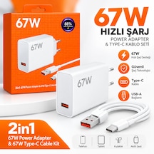67w Hızlı Şarj Adaptörü Ve Type-c Kablo Seti BEYAZ