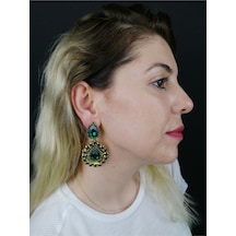 Fdayaksesuar Yeşil Gold Küpe Modeli Frdy214 Çok Renkli