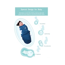 Novahub Mufunye Yumuşak Pamuklu Bebek Kundağı 2'li Paket - Uyku Tulumu Koyu Mavi 0-2 Ay Koyu Mavi