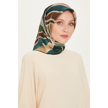 Armine Geometrik Desenli Sura Saf İpek Eşarp - 9232 KAhverengi