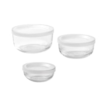 Tr Bestamma Cam Saklama Kabı Seti, 3'lü Set, Yuvarlak, Beyaz