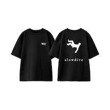 Thewert Slowdive Falling Tasarım Sırt Baskılı Pamuk Siyah Oversize T-shirt