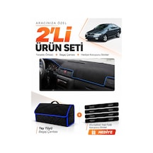 E-biz Skoda Octavia 2000-2008 Uyumlu Torpido Örtüsü + Tay Tüyü Bagaj Çantası - Siyah-mavi - Sk008
