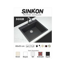 Sinkon Antrasit Granit Eviye 60 x 53 - Sg52B - Sinkon