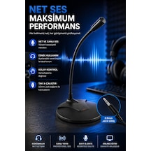 Gürültü Azaltıcı Siyah Masaüstü Bilgisayar Mikrofonu 3.5 Mm Jack Esnek Boyunlu Oyun Toplantı Çoklu Kullanım
