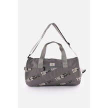 İcone Bag Unisex Spor Çanta Silindir Model, Baskılı, Ön Ve İç Cepli, Yan Saplı, Ayarlanabilir Omuz Askılı Gri