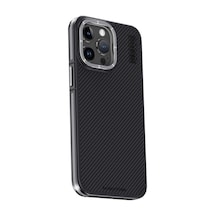 Apple iPhone Uyumlu 15 Pro Max Kılıf Aramid 600d Kevlar Karbon Fiber Magsafe Kapak - Gri Bz8683140650247