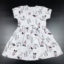 Momikon Mickey Mouse Desenli Elbise Gri