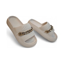 Fiyra 3011 Bej Zincirli Önü Açık Havuz Plaj Günlük Bayan Terlik Bej