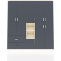 Hyperion Dolap 12 Raflı 2 Çekmeceli Tek Askılı 220x44x243 Aytaşı-antrasit/antrasit Antrasıt/antrasıt