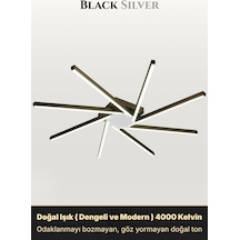 Zenit 8 Silver Led Tavan Avize Kumandalı Dim Edilebilir Aşağı Işık Doğal Işık