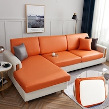 Turuncu Su Geçirmez Pu Mobilyalar Koruyucu Kanepe Minder Örtüsü Köşe Kanepe Koltuk Minderi Slipcover Elastik Düz Renk Kanepe Örtüsü Normal Size-1