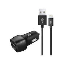Linktech C492 Araç Şarj Aleti ve Lightning Usb Kablo Set 2.4A 2X