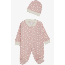 Breeze Kız Bebek Patikli Tulum Puantiye Desenli 0-3 Ay-6 Ay, Pembe