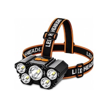 Usb Şarjlı 5 Led Kafa Feneri Ipx5 Su Geçirmez 3 Aydınlatma Modlu Güçlü Işık Kamp Av Balıkçılık Koşu Ve Tamir İşleri İçin Yüksek Parlaklık Ayarlanabilir Baş Bantlı Uzun Ömürlü Acil Durum Işık Turuncu